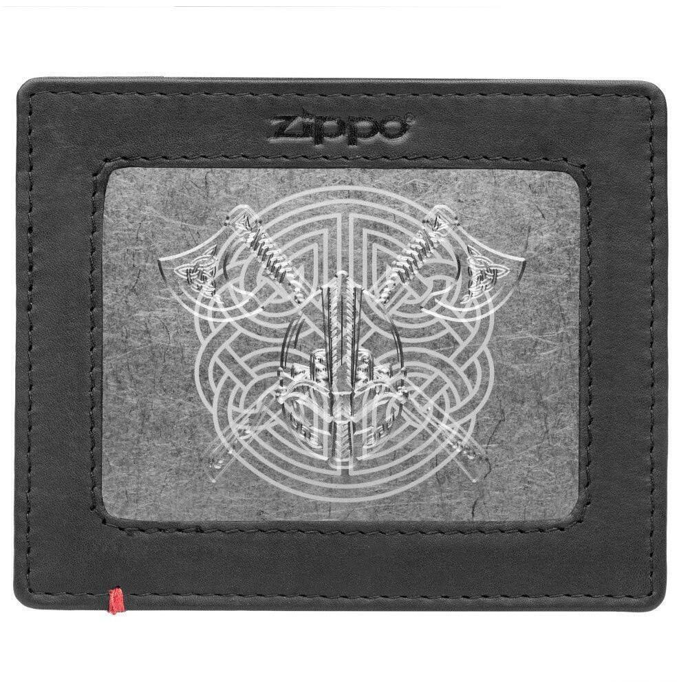 8110 Black Minimalist Wallet- Viking Metal Plate Design